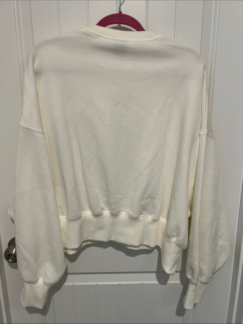 Nike Women’s Cream/Black Minimal Swoosh Crewneck Sweatshirt - Picture 5 of 6